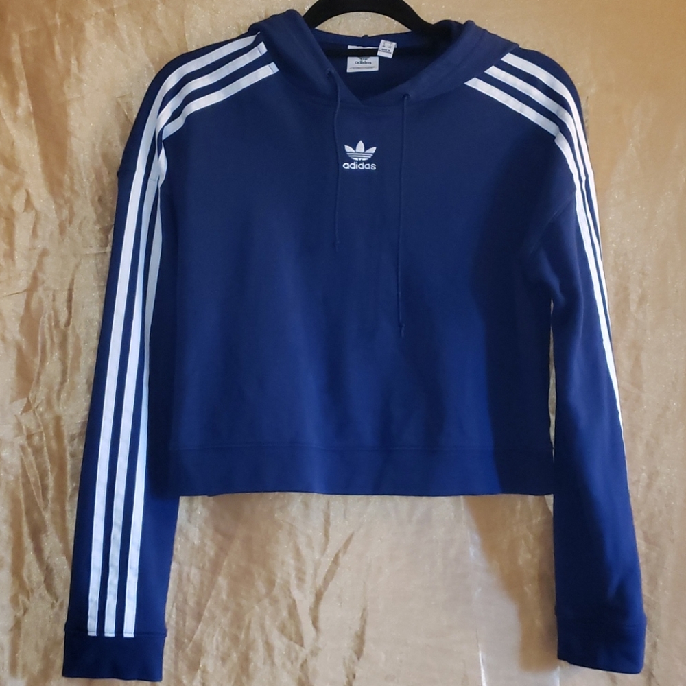 Adidas Small Navy Blue Crop Hoodie Sweater